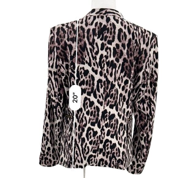 Robert Rodriguez Chocolate Purple Leopard Open Front Zip Pockets Size 10 Blazer - Picture 10 of 15